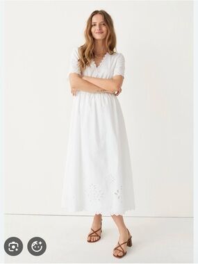 & Other Stories White Cotton Eyelet Embroidery Midi Maxi Dress
